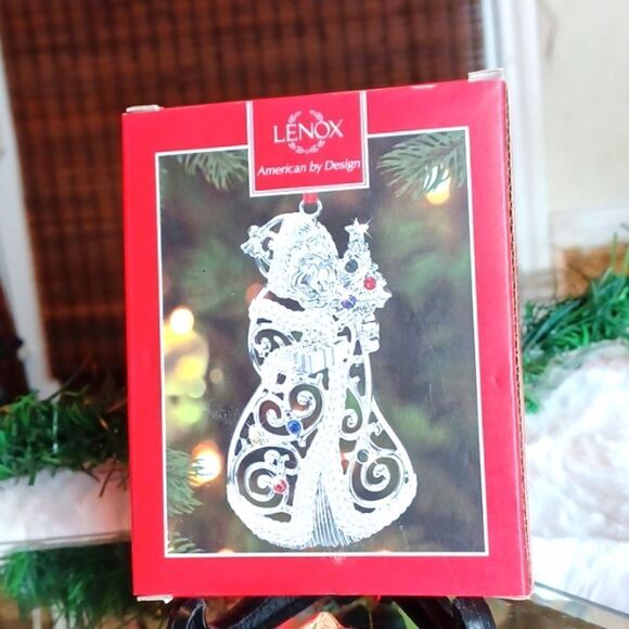 LENOX SETOF 2  Collectors Silver /W Jewels Santa &MrSnowMan New  4x4 - Picture 4 of 12